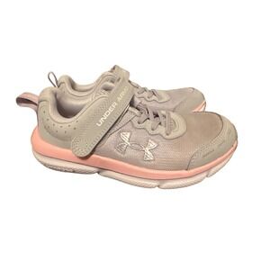 Under Armour Charged Assert Sz. 1 Gray Pink Kids Shoes Sneakers Hook & Loop‎